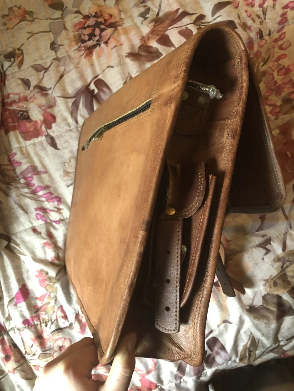 Cuero Large Vintage Handmade Leather Bag for Laptop - Brown